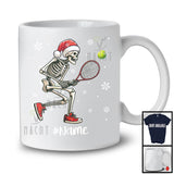 Personalized Santa Skeleton Playing Tennis, Joyful Christmas Custom Name Tennis Player Team T-Shirt