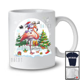 Personalized Santa Unicorn Riding Flamingo Reindeer; Awesome Christmas Custom Name Flamingo T-Shirt