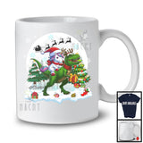 Personalized Santa Unicorn Riding T-Rex Reindeer; Awesome Christmas Custom Name T-Rex T-Shirt
