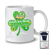 Personalized School Bus Driver Lucky Charm; Joyful St. Patrick's Day Custom Name Irish Shamrocks T-Shirt