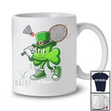Personalized Shamrock Playing Badminton; Amusing St. Patrick's Day Irish; Custom Name Sport Player T-Shirt
