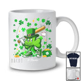 Personalized Shamrock Playing Baseball; Amazing St. Patrick's Day Custom Name Sport Player T-Shirt