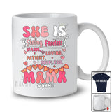 Personalized She Is Strong Mama; Adorable Mother's Day Hearts; Custom Name Mama Family T-Shirt
