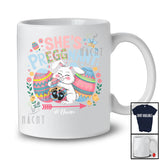 Personalized She's Preggnant; Lovely Easter Bunny Hunting Egg; Custom Name Pregnancy Family T-Shirt