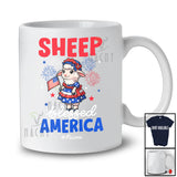 Personalized Sheep Blessed America; Lovely 4th Of July Custom Name Sheep Farmer Women; Patriotic T-Shirt