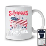 Personalized Shenanigans And Harmonica; Lovely 4th Of July Custom Name Harmonica Player; Patriotic T-Shirt