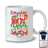 Personalized Singular Plural; Adorable Christmas Four Santa; Custom Name Grammar Teacher T-Shirt