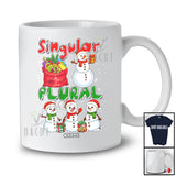 Personalized Singular Plural; Adorable Christmas Four Snowman; Custom Name Grammar Teacher T-Shirt