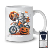 Personalized Skeleton Drinking Beer Riding Dirt Bike; Joyful Halloween Custom Name Drunker T-Shirt