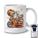 Personalized Skeleton Drinking Beer Riding Motorbike; Joyful Halloween Custom Name Drunker T-Shirt