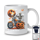 Personalized Skeleton Drinking Beer Riding Motorcycle; Joyful Halloween Custom Name Drunker T-Shirt
