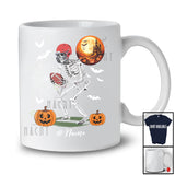 Personalized Skeleton Playing American Football; Joyful Halloween Custom Name Sport Player T-Shirt