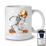 Personalized Skeleton Playing Disc Golf; Joyful Halloween Moon Custom Name Sport Player Team T-Shirt