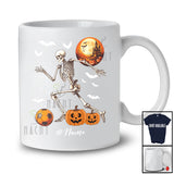 Personalized Skeleton Playing Soccer; Joyful Halloween Moon Custom Name Sport Player Team T-Shirt