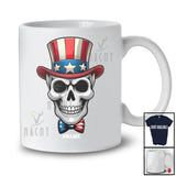 Personalized Skull American Flag; Amazing 4th Of July Skull; Custom Name Patriotic Family T-Shirt