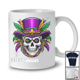 Personalized Skull Wearing Jester Hat Beads; Amazing Mardi Gras Skull; Custom Name Parades T-Shirt