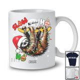 Personalized Slow 2HO; Awesome Christmas Lights Santa Slow Sloth Animal; Custom Name Family T-Shirt