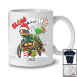 Personalized Slow 2HO; Awesome Christmas Lights Santa Slow Turtle Animal; Custom Name Family T-Shirt