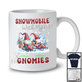 Personalized Snowmobile With My Gnomies; Lovely Christmas Plaid Custom Name Couple Gnomes T-Shirt