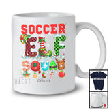 Personalized Soccer Elf Squad; Colorful Christmas Lights Plaid Elf; Custom Name Sport Player T-Shirt