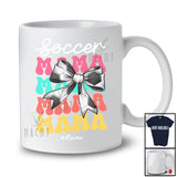 Personalized Soccer Mama; Cheerful Mother's Day Coquette Bow Soccer Custom Name Player T-Shirt