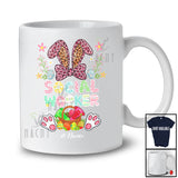 Personalized Social Worker; Proud Easter Flowers Leopard Bunny; Custom Name Social Worker Family T-Shirt