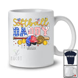 Personalized Softball Daddy; Awesome 4th Of July Custom Name Softball Player; Patriotic Family T-Shirt