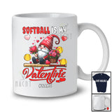 Personalized Softball Is My Valentine; Adorable Custom Name Gnome Hearts; Sport Player Team T-Shirt
