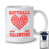 Personalized Softball Is My Valentine; Adorable Hearts Softball; Custom Name Sport Player Team T-Shirt