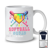 Personalized Softball Squad; Colorful Drip Softball Equipment; Custom Name Boys Girls Player T-Shirt