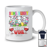Personalized Some Bunny Needs Wine; Adorable Easter Three Bunnies; Eggs Hunt Groovy T-Shirt