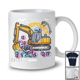 Personalized Spooky Excavator; Amazing Halloween Custom Name Excavator Skull; Driving Driver T-Shirt