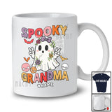 Personalized Spooky Grandma; Awesome Halloween Flowers Boo Ghost Groovy; Custom Name Family T-Shirt