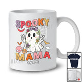 Personalized Spooky Mama; Awesome Halloween Flowers Boo Ghost Groovy; Custom Name Family T-Shirt