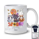 Personalized Spooky Squad; Lovely Halloween Pumpkin Ghost Boo Cats Animal Lover; Family T-Shirt