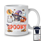 Personalized Spooky Squad, Lovely Halloween Three Witch Ghost Boo Cat, Animal Pumpkin T-Shirt