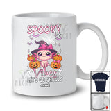 Personalized Spooky Vibes Let's Go Ghouls; Lovely Halloween Custom Name Axolotl Pumpkin T-Shirt