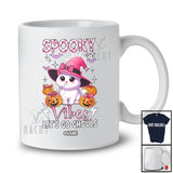 Personalized Spooky Vibes Let's Go Ghouls; Lovely Halloween Custom Name Cat Pumpkin T-Shirt