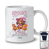 Personalized Spooky Vibes Let's Go Ghouls; Lovely Halloween Custom Name Dachshund Pumpkin T-Shirt