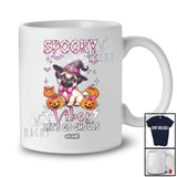 Personalized Spooky Vibes Let's Go Ghouls; Lovely Halloween Custom Name Pug Pumpkin T-Shirt
