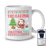 Personalized Squeaking Around Christmas Tree; Amusing Sweater Custom Name Santa Guinea Pig T-Shirt