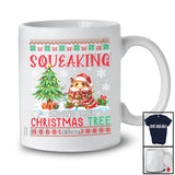 Personalized Squeaking Around Christmas Tree; Amusing Sweater Custom Name Santa Hamster T-Shirt