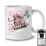 Personalized Squirrel Riding Firecracker, Lovely 4th Of July USA Flag Custom Name, Zoo Animal T-Shirt