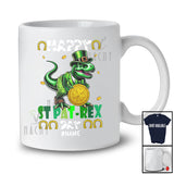 Personalized St PaT-Rex Day; Happy St. Patrick's Day Custom Name T-Rex Holding Lucky Coin T-Shirt