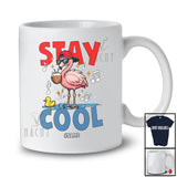Personalized Stay Cool; Lovely Summer Vacation Custom Name Flamingo Sunglasses at Beach T-Shirt