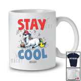 Personalized Stay Cool; Lovely Summer Vacation Custom Name Unicorn Sunglasses at Beach T-Shirt