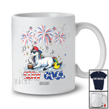 Personalized Stay Cool; Proud 4th Of July Custom Name Unicorn Sunglasses at Beach; Patriotic T-Shirt