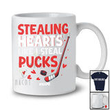 Personalized Stealing Heart Like I Steal Pucks; Humorous Valentine Custom Name Ice Hockey Player T-Shirt