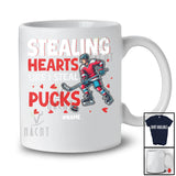 Personalized Stealing Heart Like I Steal Pucks; Humorous Valentine Ice Hockey; Custom Name Player T-Shirt