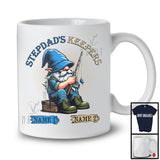 Personalized Stepdad's Keepers, Lovely Father's Day Fishing Gnome, Custom 2 Name Family T-Shirt